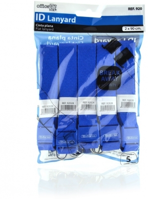 Snur textil Lanyard, Office box albastru inchis, 2 x 90 cm